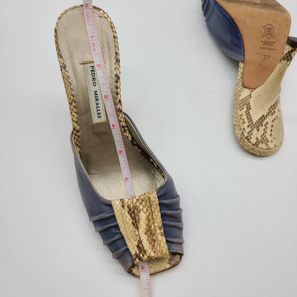 Pedro Morales Snake Print Leather Heel Slip-on Sandals - Picture 12 of 13